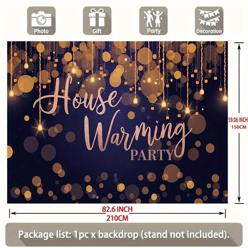 1 black and gold housewarming party background - polyester banner, golden bokeh design and festival, home decoration