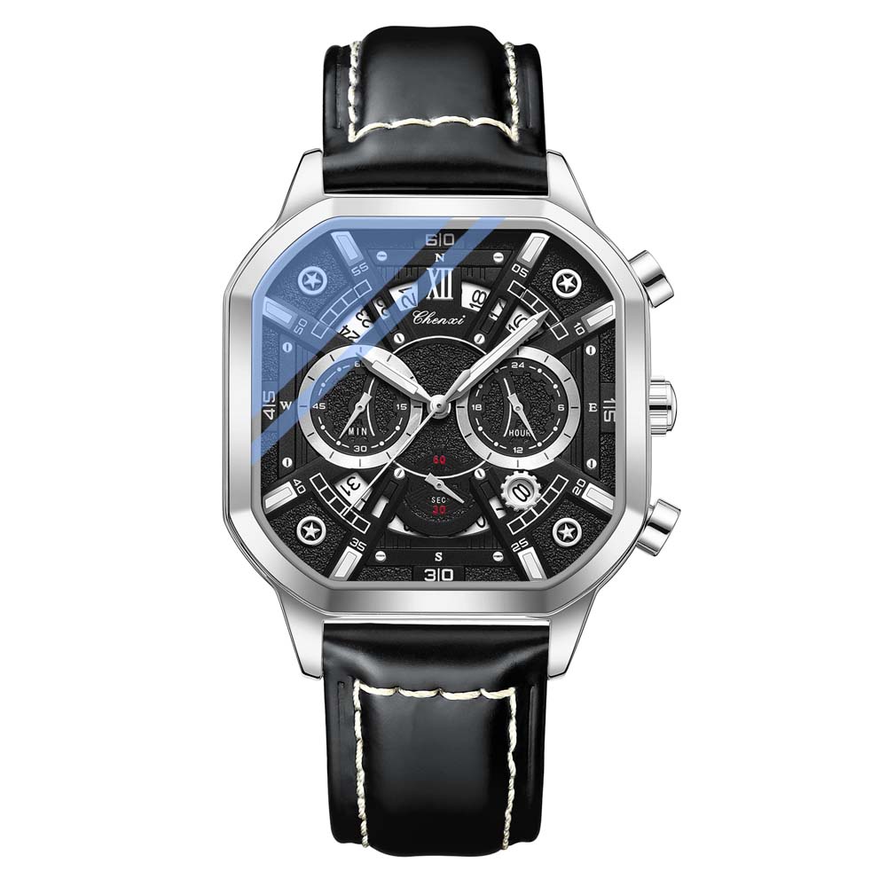 Chenxi New Men's Multifunctional Quartz Watch Calendar Luminous Chronograph Waterproof Men's Wristwatch reloj hombre