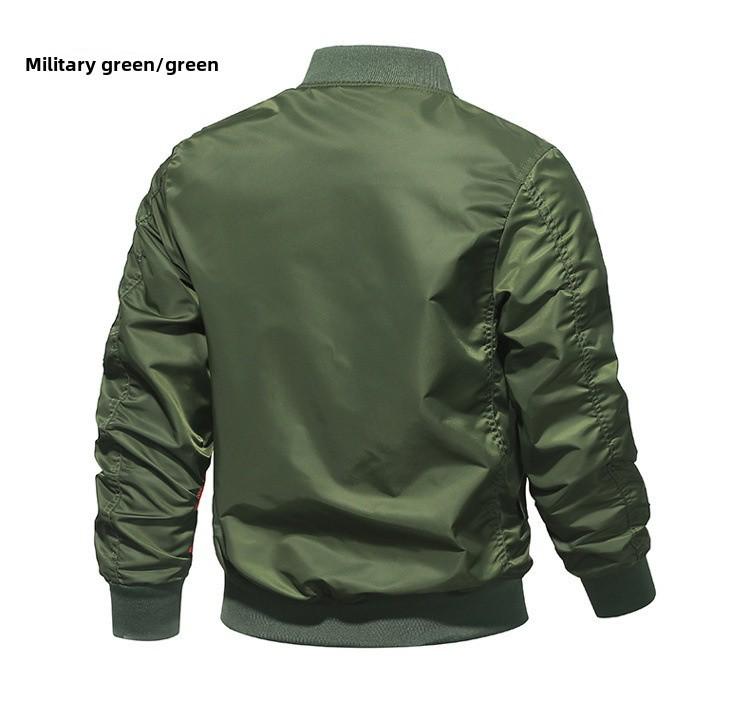 Мужская однотонная куртка-бомбер MA1 Flight Bomber — утепленная/тонкая, повседневный японский стиль на весну/осень.