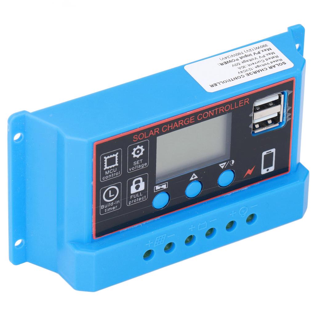 Контроллер заряда солнечной панели ЖК-дисплей ШИМ фотоэлектрический регулятор зарядки 12 В 24 В 30 А