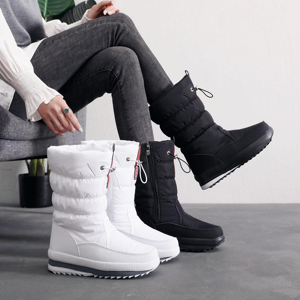 2024 Women's Warm Mid-Tube Cotton Snow Boots - Thick, Comfortable, Non-Slip, Fashionable Winter Footwear