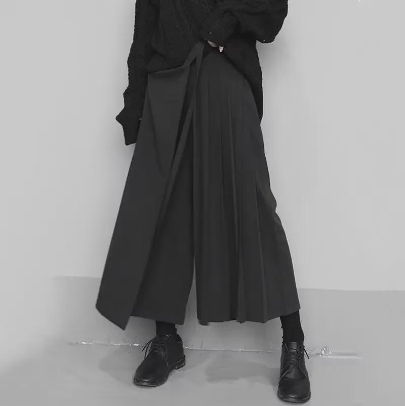 Мужские черные брюки-юбки Warrior Kendo Yohji Yamamoto – прямой широкий крой для весны и осени