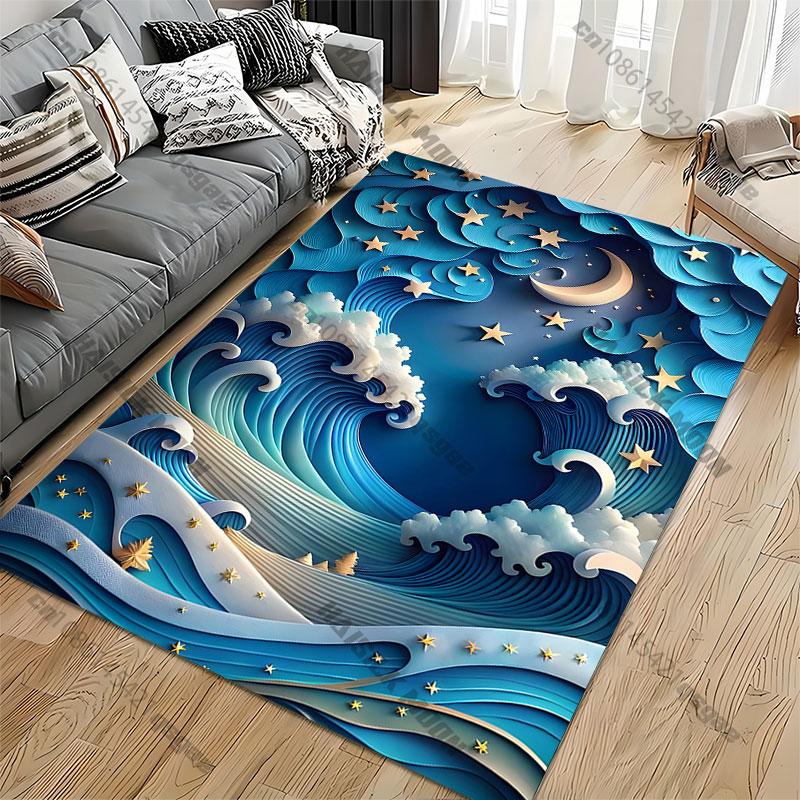 Dreamy ocean night sky carpet Yoga living room room decor children's crawling mat doormat area rug games mat