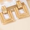 Пара ретро золотых геометрических квадратных полых глянцевых серег, женские серьги, повседневные подарки для отпуска