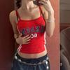 European and American Summer Y2K Letter Printed Camisole Casual Sexy Slim Fit Cropped Vest