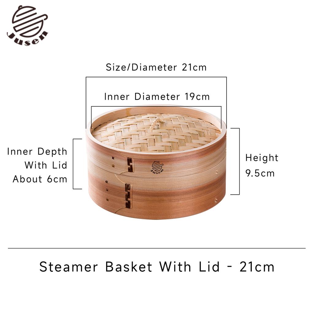 Wooden Cedar Bamboo Steamer Basket Handle 5-6L Capacity Gas Induction Ready for Dumpling Baby Bao Dim Sum Rice Potsticker
