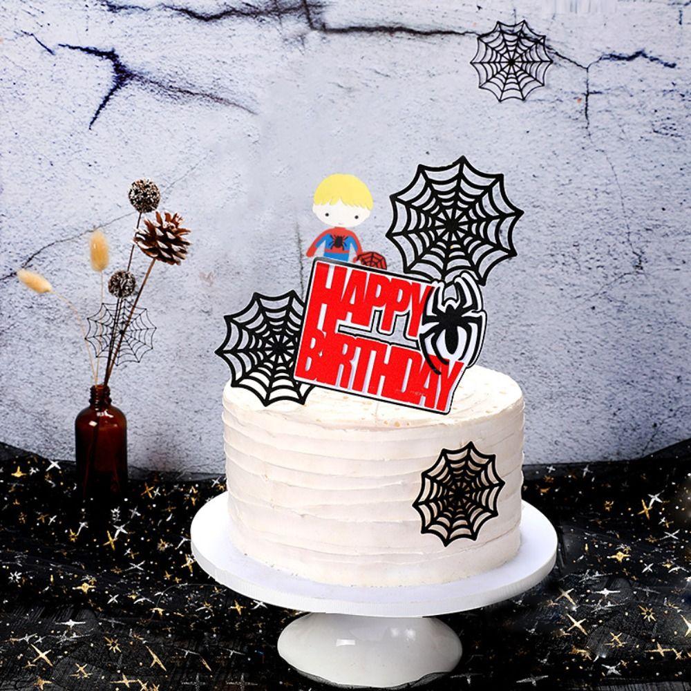 Spider Spider Web Cake Toppers Paper Happy Birthday Decoration Home Decoration