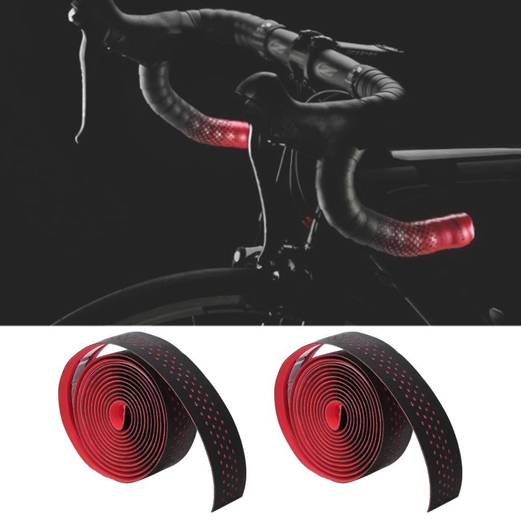 Anti skid PU Road Bike Handlebar Tapes Soft Breathable Mountain Bicycle Handle Bar Wrap(Red)