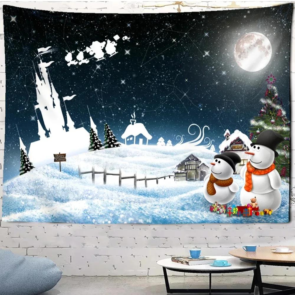 Рождественский снеговик Пейзаж Гобелен Спальня Гостиная Домашнее украшение стены