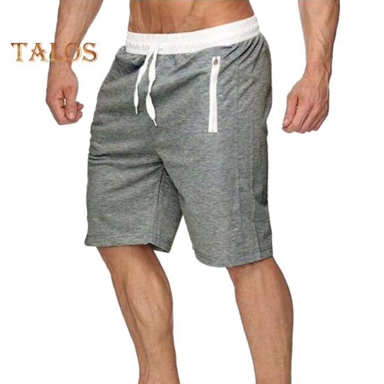 Мужские шорты с эластичной талией, регулируемые на шнурке, повседневные спортивные шорты, однотонные, с поясом и карманом, фитнес-шорты