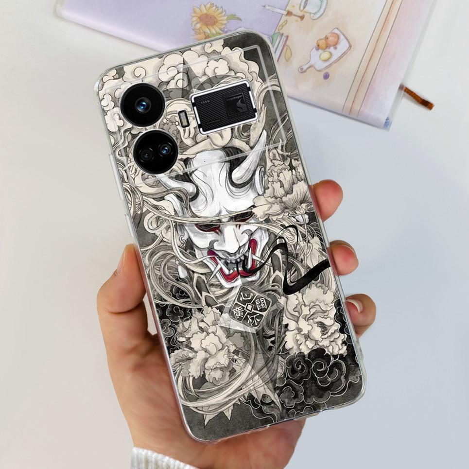 For Realme GT5 Case Clear Silicone Soft TPU Cover For OPPO Realme GT 5 RealmeGT5 Cases Flower Marble Jelly Bumper Coques