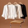 Women's Summer Solid Colour Thin Chiffon Jacket Ruffle Sleeve Elegant and Comfortable Sunscreen Tops