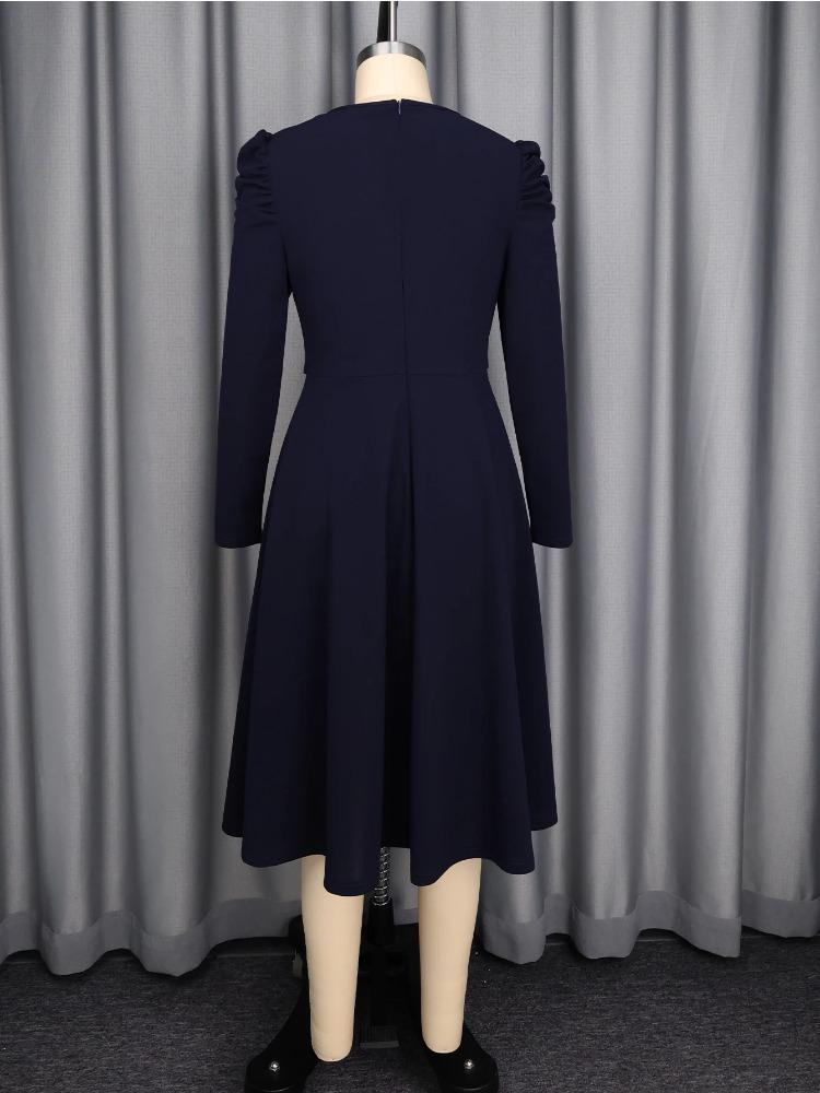 Женское элегантное А-силуэтное церковное платье с круглым вырезом, сборками, длинными рукавами, пуговицами, поясом, высокой талией, для формальных мероприятий, работы, шикарное офисное платье