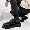 Spring Men's Leather Shoes: Trendy, Formal, Height-Increasing, Versatile, Shiny Casual Black British Style
