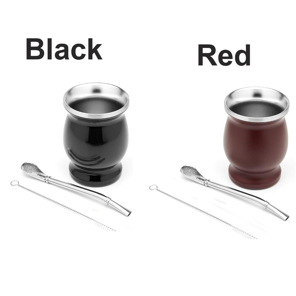 Clean Stainless Steel Double-Wall Mate Tea Cup Yerba Mate Cup Bombilla Straw Yerba Mate Gourd Set