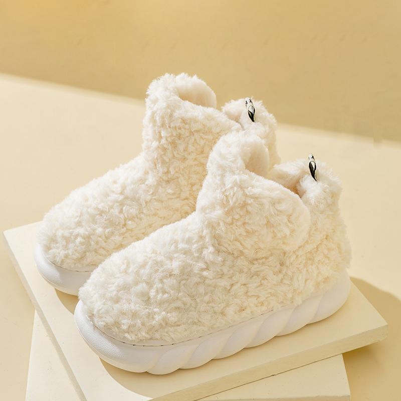 Women's Winter Warm Home Short Boots Fleece Lining Anti-slip Lightweight Indoor High Top Slippers Home Shoes Ankle Booties for Women House Shoes