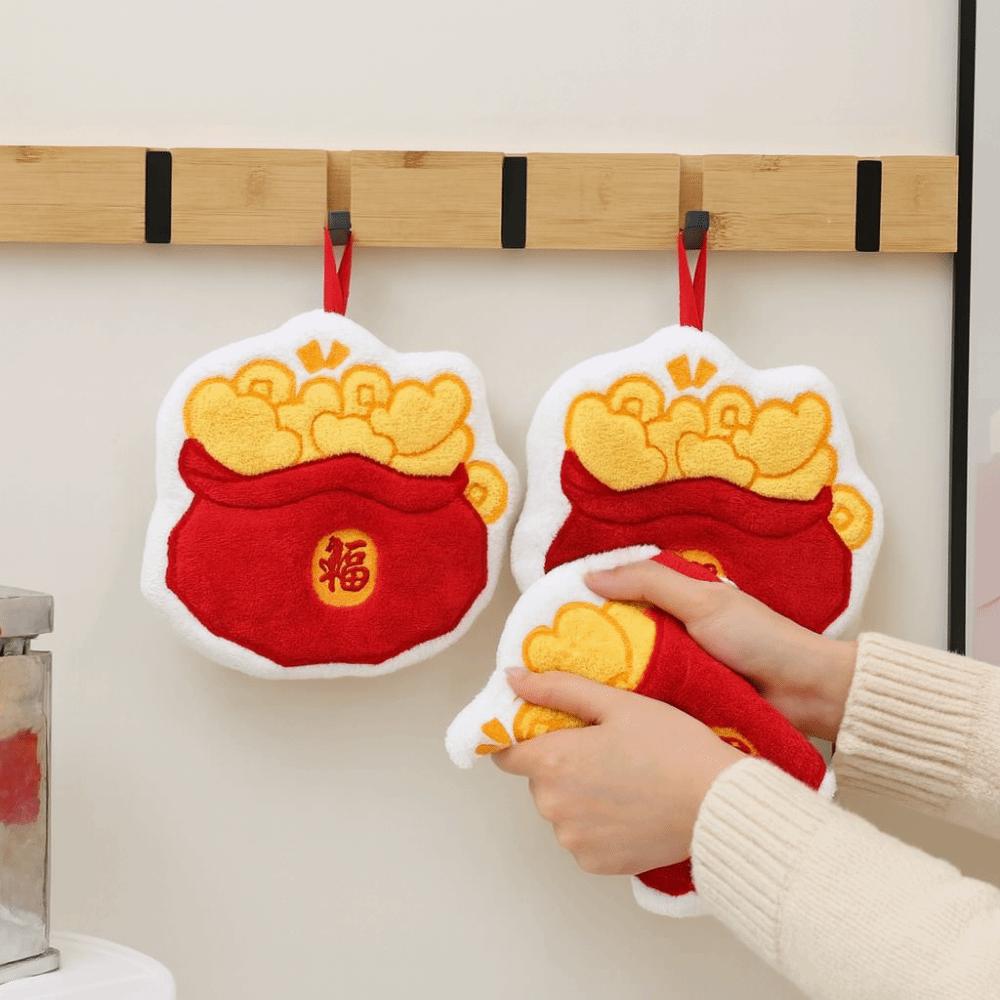 Absorbent Cartoon Hand Towel Quick Drying Spring Festival Towel Chinese New Year Towel  Household