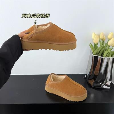 Зимние женские ботинки на толстой подошве, новые из шерсти, два варианта носки, можно наступать на пятку, утолщенные теплые хлопковые короткие ботинки для женщин