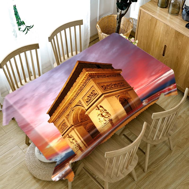 Splendid Architecture Pattern Tablecloth Thicken Cotton Rectangular Round Table Cloth For Wedding Picnic Party