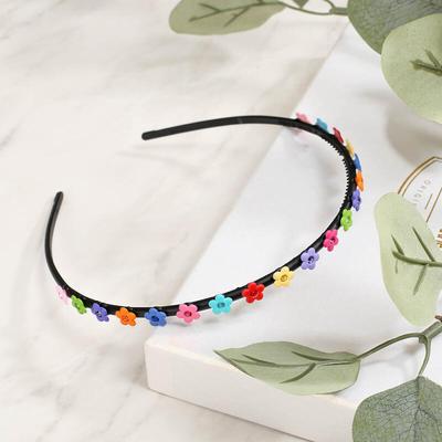 Тонкий обруч для волос с кубическими цветами (радуга)