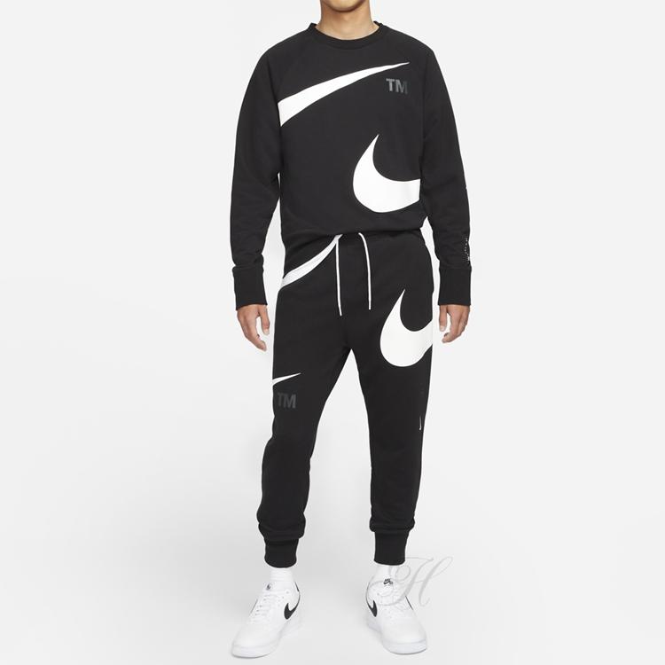 Nike Вязаный свитер с круглым вырезом и логотипом Swoosh, мужской свитшот, черный DD6097-010