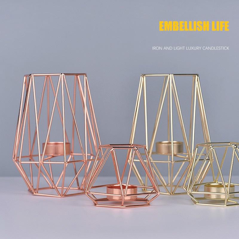 Роскошный подсвечник в скандинавском стиле, золотой железный подсвечник, розовое золото, европейский романтический подсвечник, украшение стола