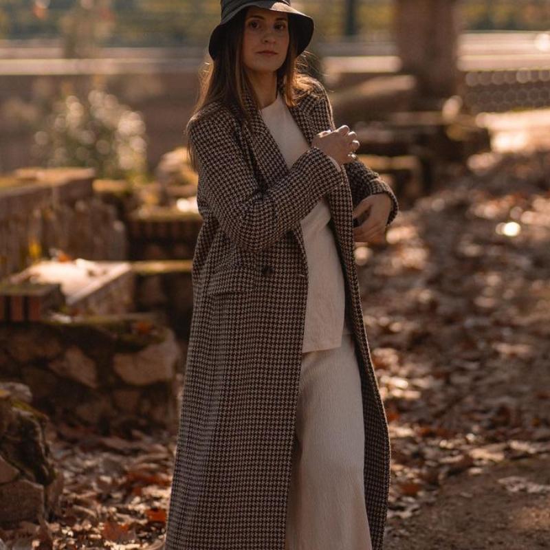 Модные клетчатые пальто женские свободные лацканы с пуговицами и длинным рукавом женское пальто элегантная осенне-зимняя модная женская верхняя одежда