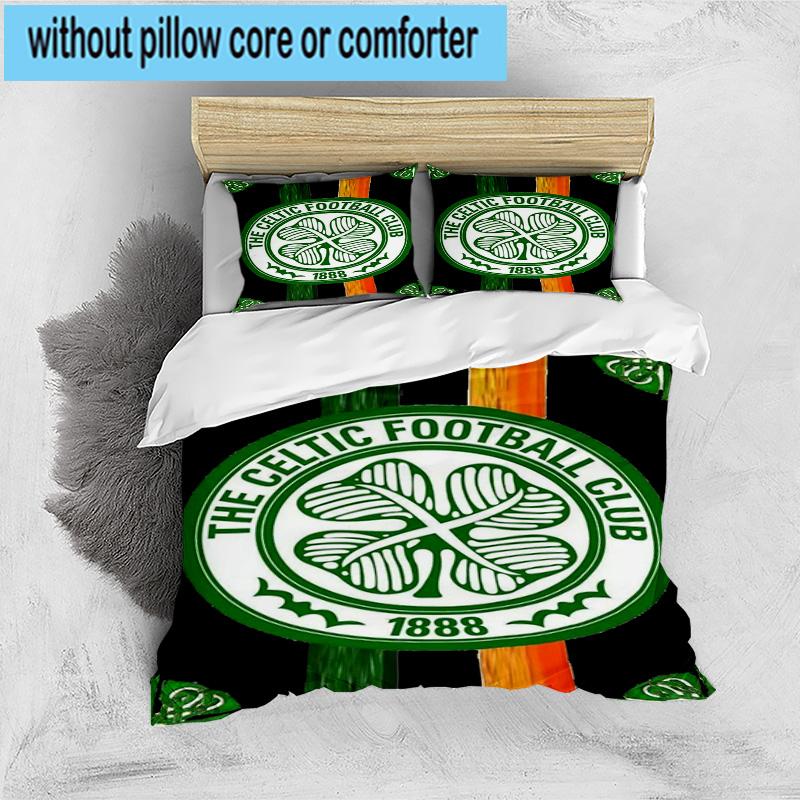 3pcs Celtic Football Club Crest Printed Bedding Set Duvet Cover Closure Includes 1 Duvet Cover & 2 Pillowcases Bedding Sets Home Decor Gifts