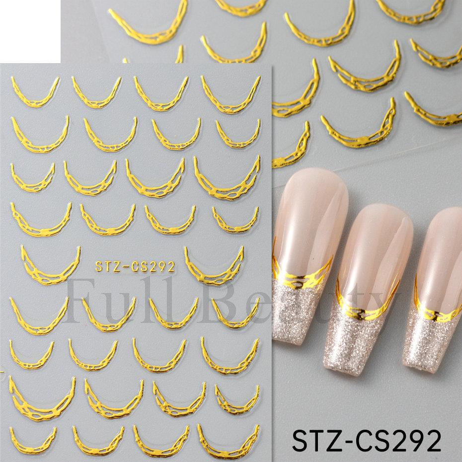 Nail Art Sticker, French Bronzing Scribbled Metal Gold Line Adhesive Nail Sticker