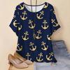 XL-7XL Plus Size Short Sleeved Round Neck T-shirt for Women Tops 3D Printed with Boat Anchor Pattern T Shirts