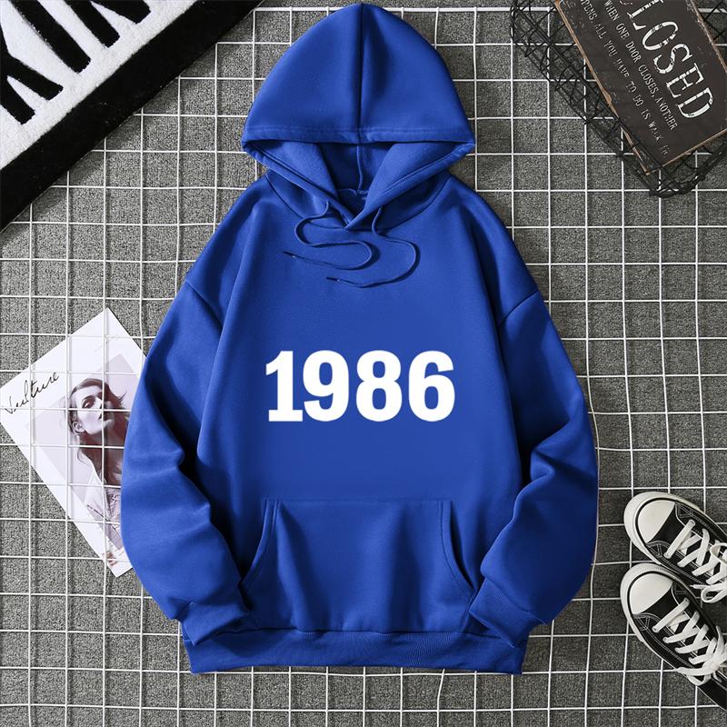 1986 Personality Street City Letter Print Tracksuit Women Novelty Fashion Hoodies Loose Fleece Hoody Casual Comfortable Clothes