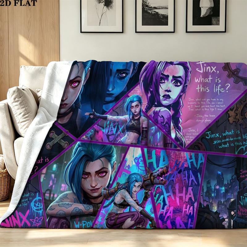 Jinx Print Flannel Blanket High Quality Warm Comfortable Cover for All Seasons Perfect for Gifts Home Decor