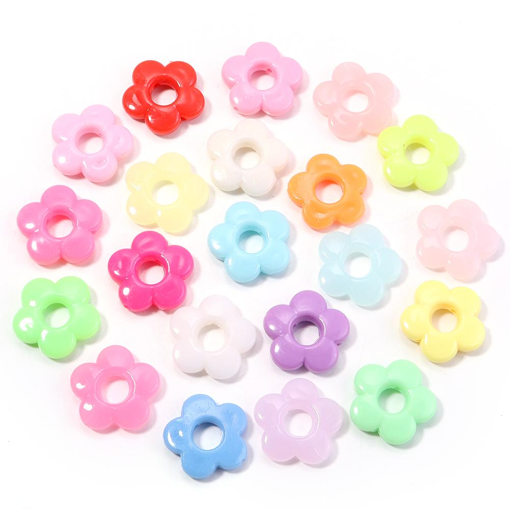 50pcs/Lot 19mm Jelly color Plum Blossom Plastics Beads for Jewelry Making Big Hole Loose Spacer Flower Beads DIY Bracelets