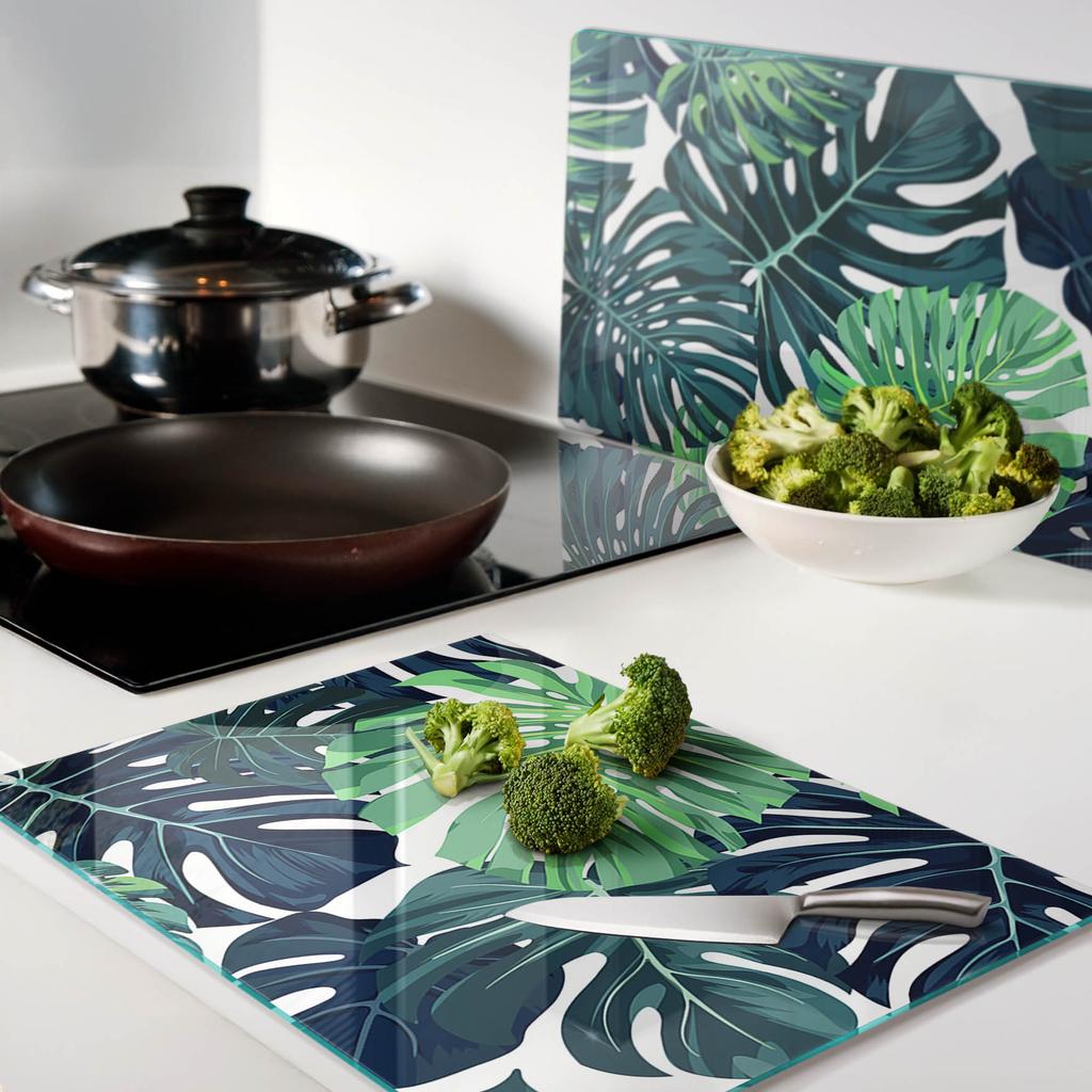 Multifunctional Decorative Glass Boards Tropical Leaves 2x40x52 cm