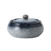 Retro Ceramic Ashtray with Cover Anti-ash Flying Round Cigarette Butts Cylinder Home Decoration Accessories Ceramic Ashtray
