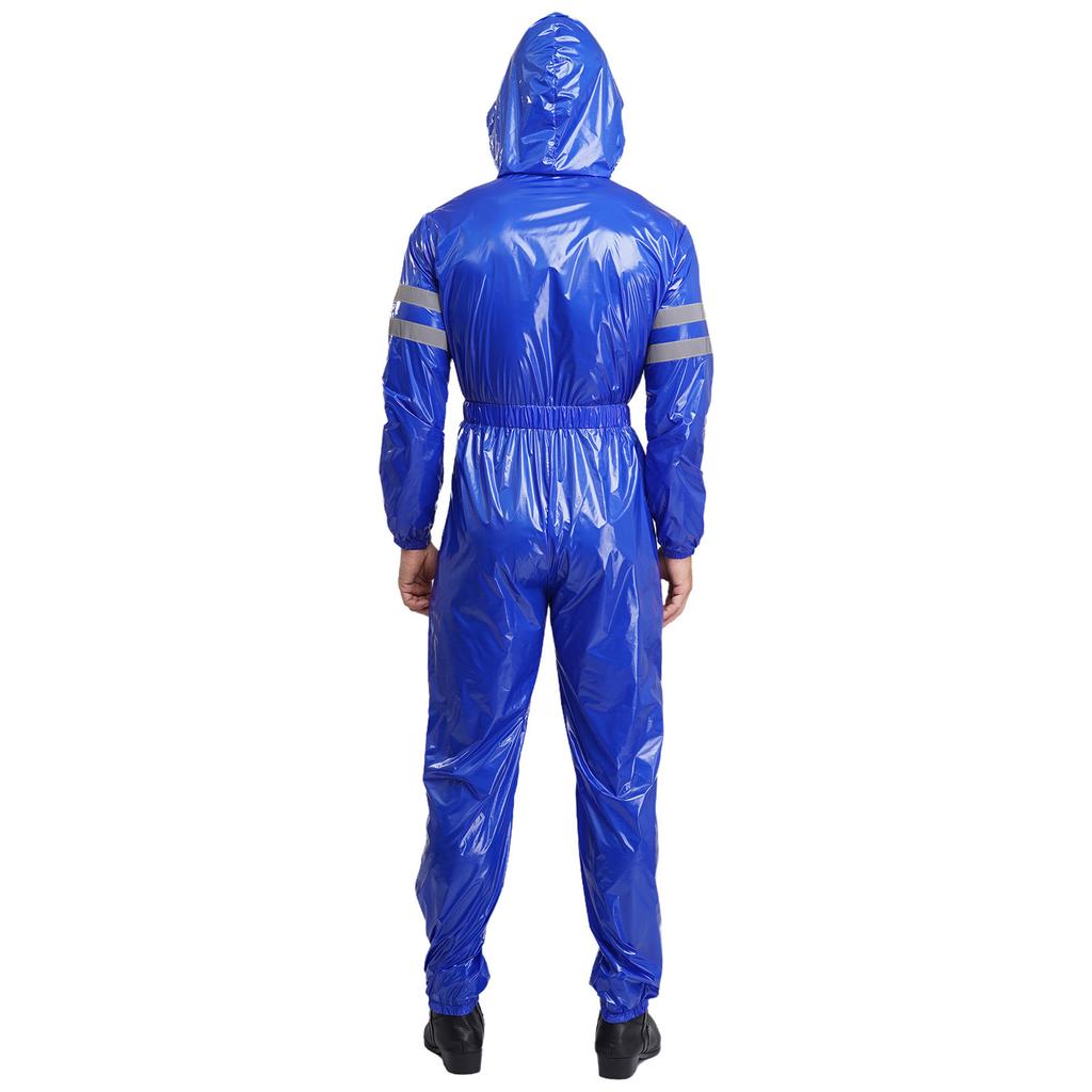 Мужской ВысокоВидимый Светоотражающий Комбинезон Водостойкий На Молнии Спереди Длинный Рукав Эластичная Талия С Капюшоном