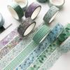 14 Design Green Plant Collection Washi Tape 15mm Leaf Fruit Plaid Mosaic Pattern Adhesive Masking Tape Decoration Sticker