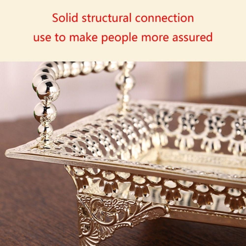 Полый художественный металлический поднос для фруктов, железный поднос для хранения закусок, европейский стиль, тарелка для послеобеденного чая KTV