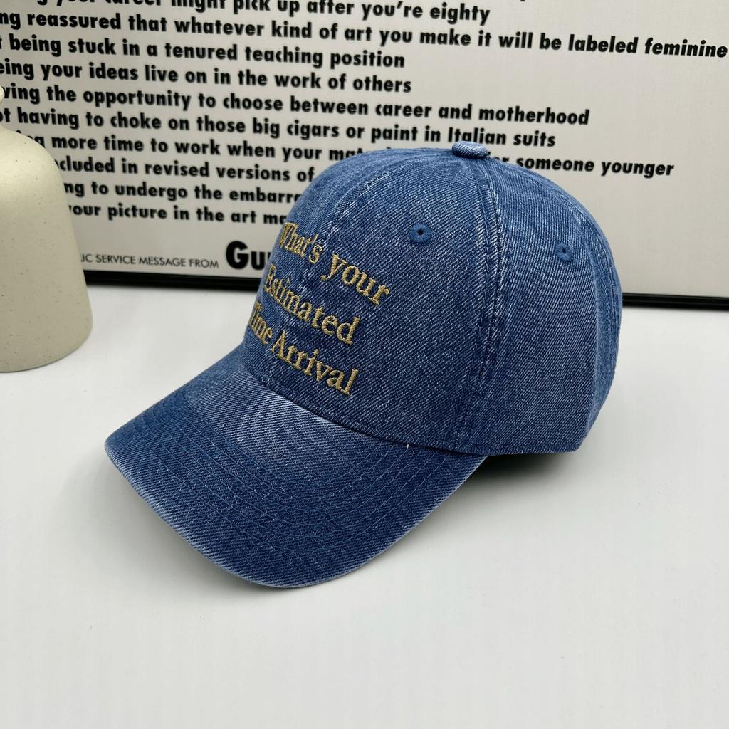 Hat Women's Spring Summer New Letter Embroidery Denim Baseball Cap Men's Trendy Fashion Cap Show Small Face