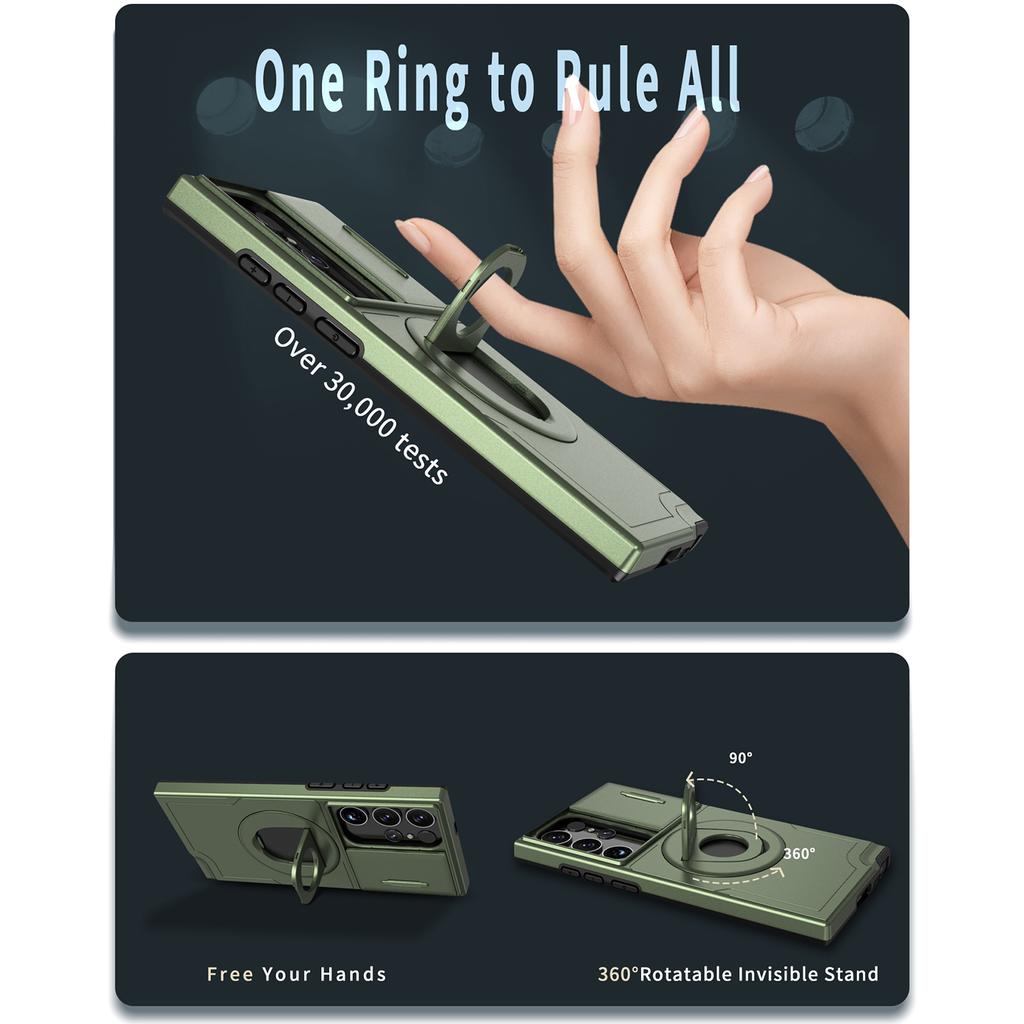 Для Samsung Galaxy S23 Ultra Магнитный чехол для телефона Магнит N52+ПК+ТПУ Ударопрочная крышка-подставка