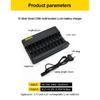 18650 Lithium Battery Charger 10 slots Universal Charger for Li-ion Rechargeable Batteries 26650 16340 18500 10440 18350 17670
