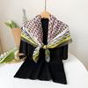 New Spring and Summer Print Big Square Scarf Korean Style Imitation Silk High-end Silk Scarf Women's Headscarf Fashionable Decoration Retro Scarf