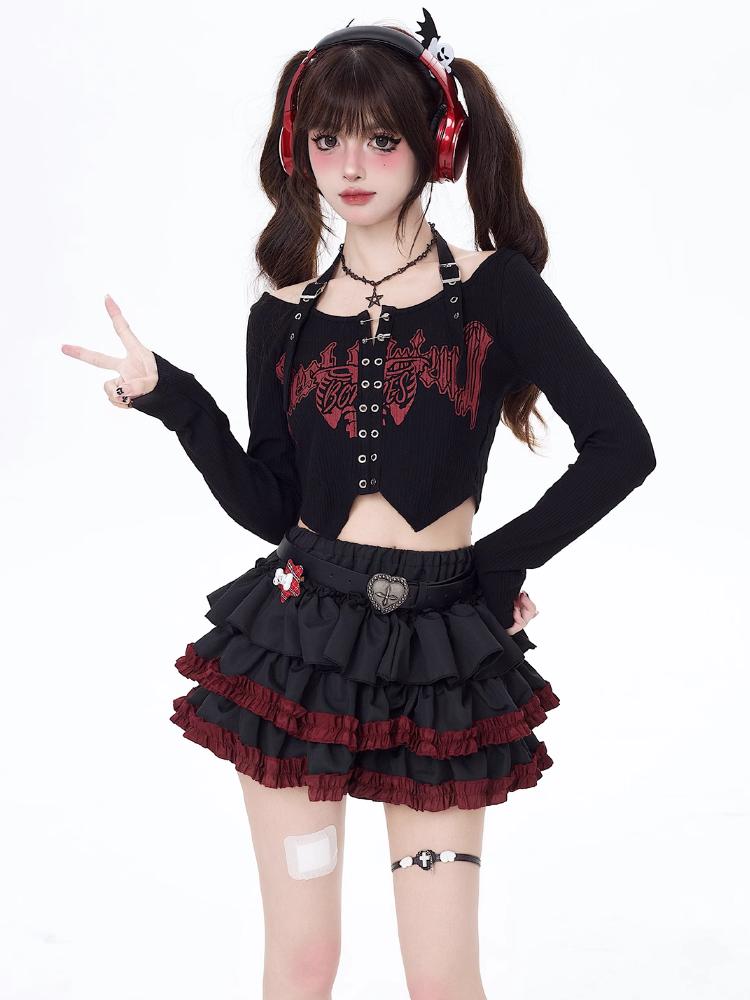 Мини-юбки Y2k, летние женские, черные, готические, трапециевидные, плиссированные, юбки, Harajuku, винтажная, 90-е, эстетика, кавайная юбка, одежда 2000-х