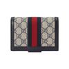 Gucci Ophidia Double G Logo Snap Closure Canvas And Leather Trim Passport Holder Men Accessories Beige Blue 732755-96IWN-4076