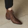 Мода 2025 Осень Сплит-кожа Женские Ботинки Острый Носок Массивный Каблук Ботинки для Женщин Модные Ботильоны Зимние Ботинки Zapatos De Mujer