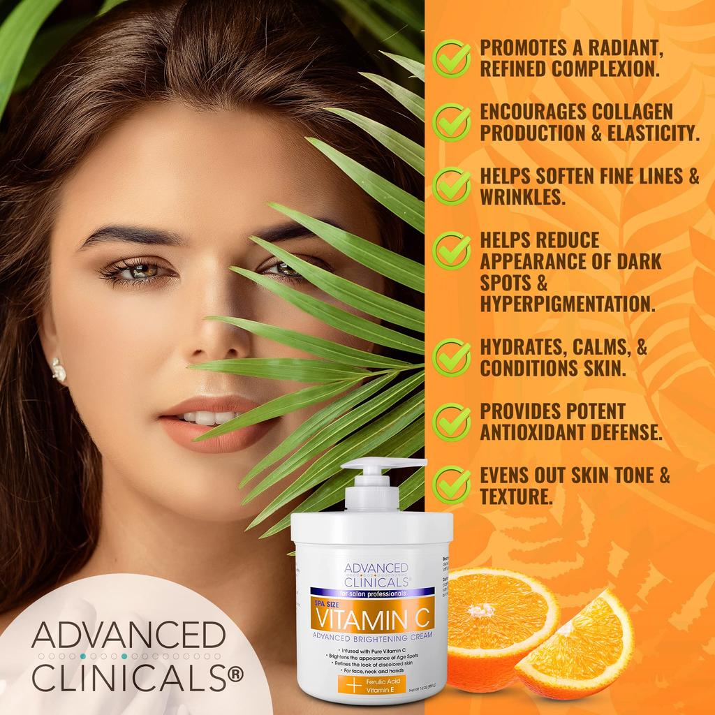 Advanced Clinicals Vitamin C Advanced Brightening Large Cream. Cream. 16oz.