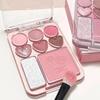 Pink Orange Eyeshadow Palette 8-Colors Facial Blusher Highlighters Brightening Lasting Heart-shaped Eye Shadow Make Up Cosmetics