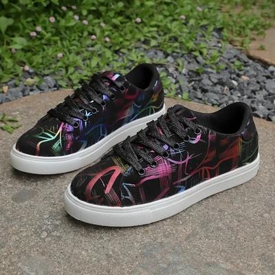 Модные женские повседневные кроссовки 2025 Новые дизайнерские красочные стильные кеды Женская мода Граффити Мягкие дышащие туфли на плоской платформе