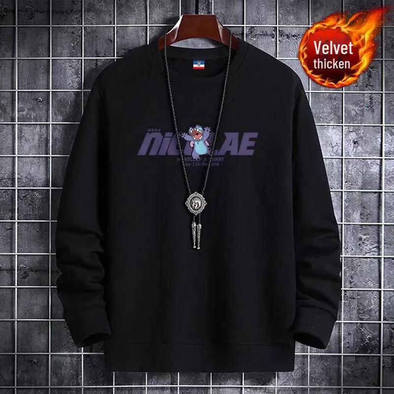 2024 Молодежный трендовый белый бархатный свитшот с круглым вырезом - Теплый осенне-зимний топ