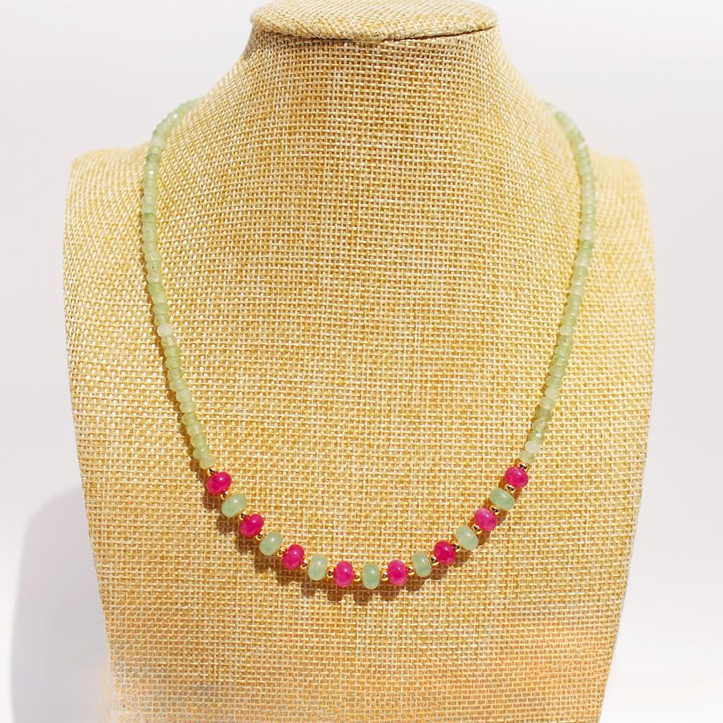 Легкий роскошный ювелирный дизайн, розовое и зеленое ожерелье из натурального камня с бусинами, изысканная цепочка на ключицу 742